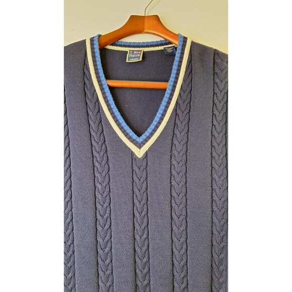 T. HARRIS LONDON Cable Knit Sweater Vest Men's XXL Preppy Academia School Nerdy - Picture 5 of 7